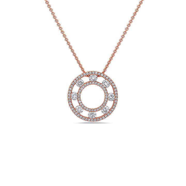 Charles Krypell 18 Karat Rose Gold Diamond Air Circle Pendant 1.13Tw