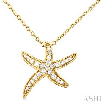 10 Karat Yellow Gold 0.10 Ct Miligrain Starfish Pendant 18 Inch