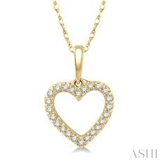 10 Karat Yellow Gold Open Heart Pendant 0.10 Ct 
Length: 18