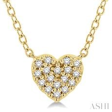 10 Karat Yellow Gold 0.10 Ct Pave Diamond Heart 18 Inch