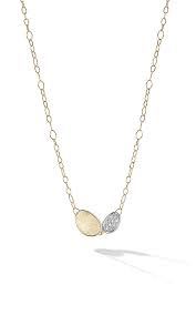 Marco Bicego 18K Yellow & White Gold Lunaria Mini-Petal & Diamond Pendant Necklace 
Diamonds total carat weight: 0.09ctw
Length: 15.5 Inch