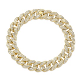 14 Karat Yellow Gold 8.37 Ct Round Brilliant Cut Diamond Pave Set Curb Link Bracelet 8 inch