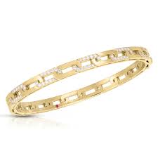 Roberto Coin 18 Karat Yellow Gold Navarra Bangle Bracelet With 60=0.72Tw Round Diamonds