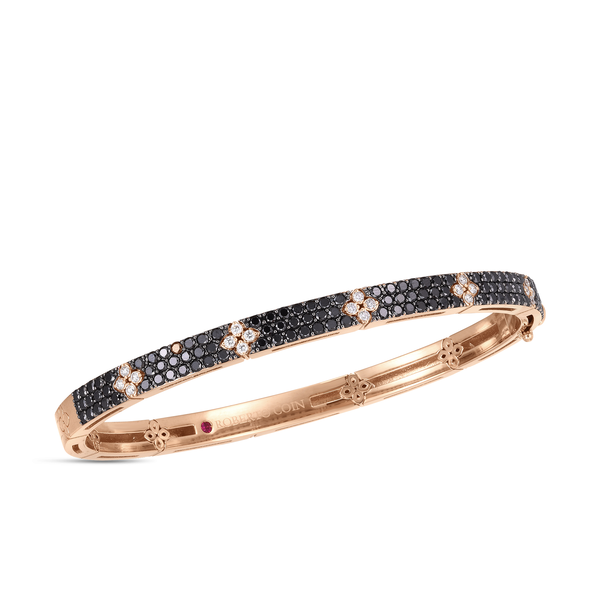 Roberto Coin  Rose Gold 18 Karat Love In Verona Bracelet With 1.87Tw Round Black & White Diamonds