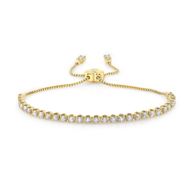 14 Karat Yellow Gold Diamond Bolo Bracelet 2.00 Ct