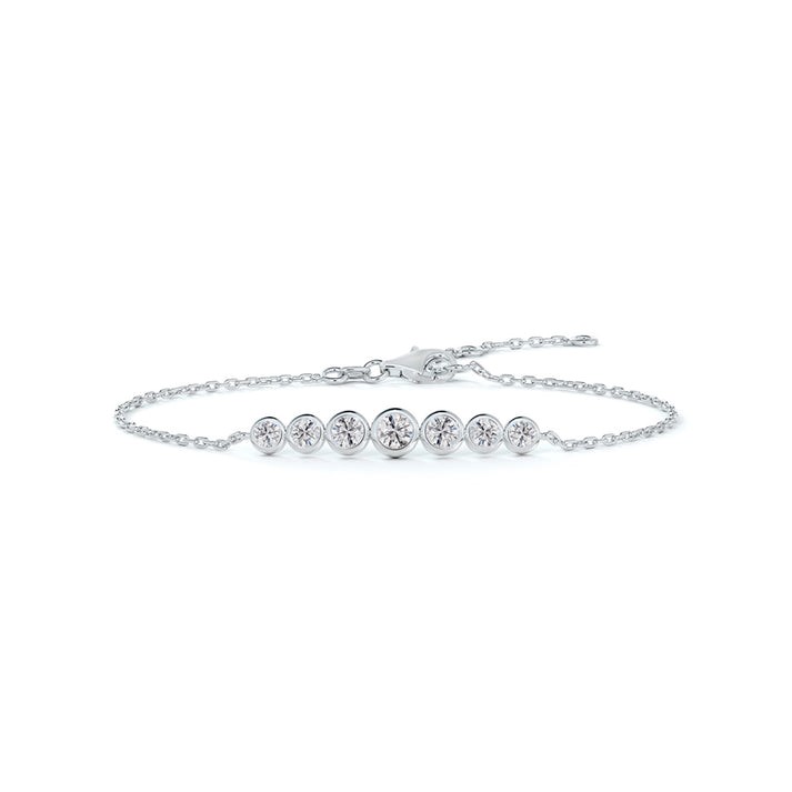 Forevermark 14 Karat White Gold 7 Round Brilliant Cut Diamond Bezel Set Chain Link Bracelet  0.88 ct 7.0 Inch