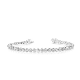 14 Karat White Gold Tennis Bracelet 3.08 Ct Round Diamonds