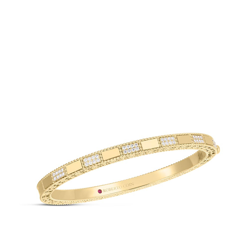 Roberto Coin 18 Karat Yellow Gold Diamond Mosaic Bangle 0.40 Ct