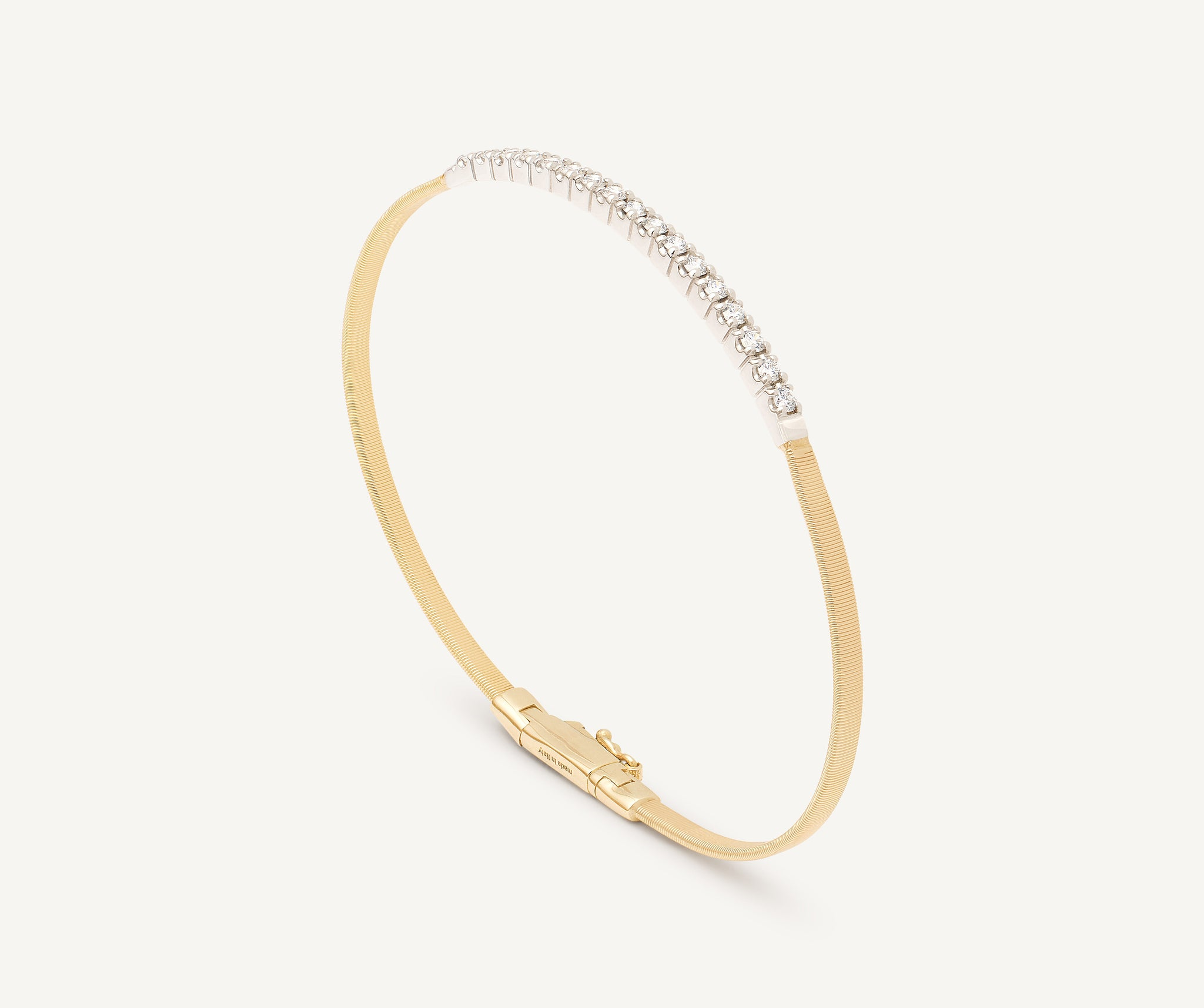 Marco Bicego 18 Karat Yellow And White Gold Small Diamond Bar Masai Flexable Bangle 0.43 Ct