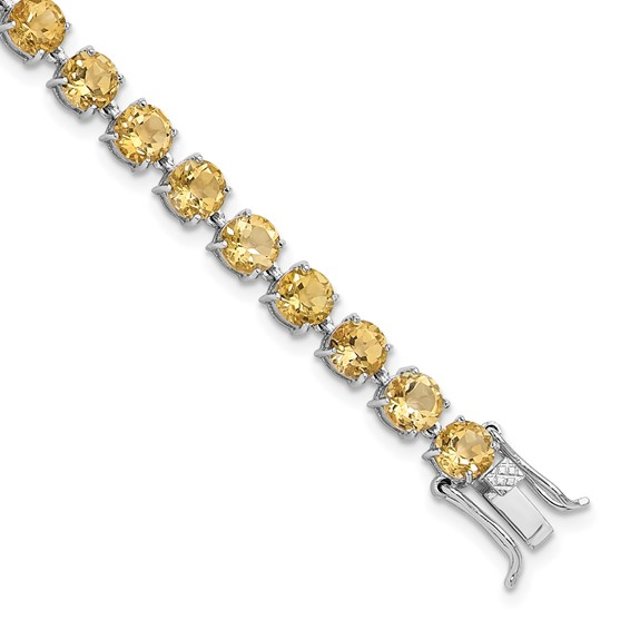 Sterling Silver Rhodium-plated 5mm Citrine Bracelet
Gem Weight: 13.95