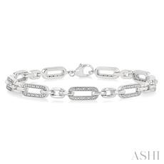 Srelring Silver Single Cut Diamond Paperclip Link Bracelet 0.15 Ct