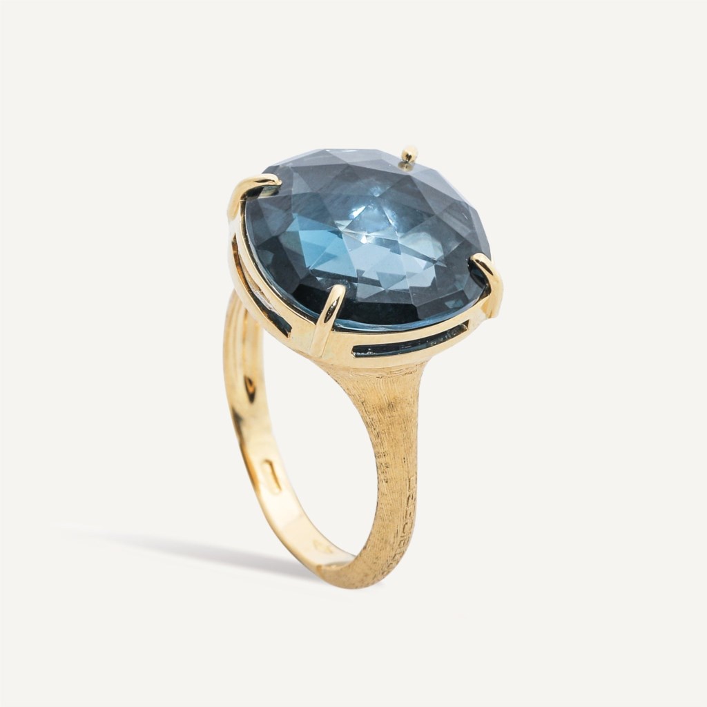 Marco Bicego 18 Karat Yellow Gold Jaipur Round London Blue Topaz Ring