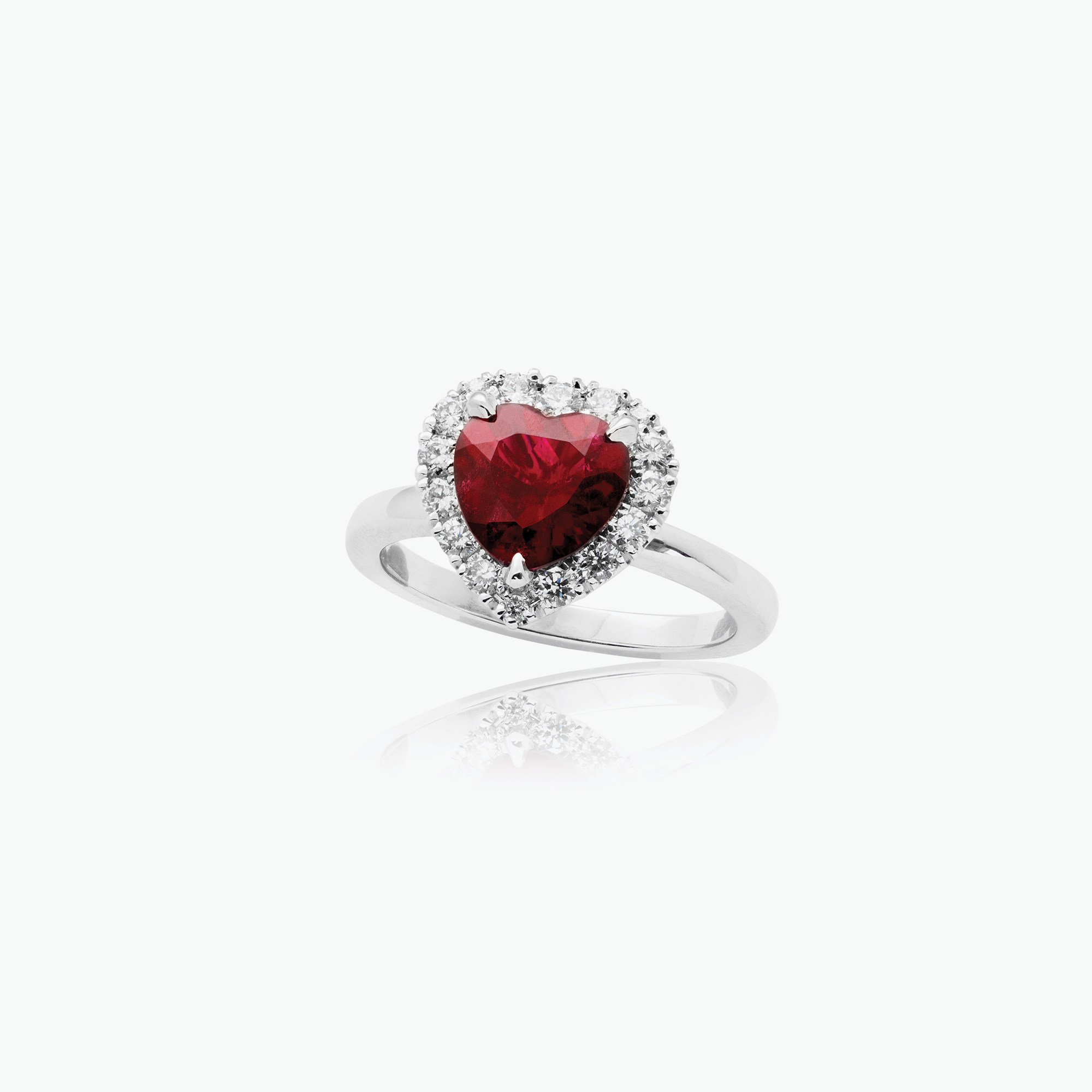 Jason Of Beverly Hills 18 Karat White Gold 2.96 Cts Heart Shape Rubellite Tourmaline And 0.84 Ct Diamond Halo Ring