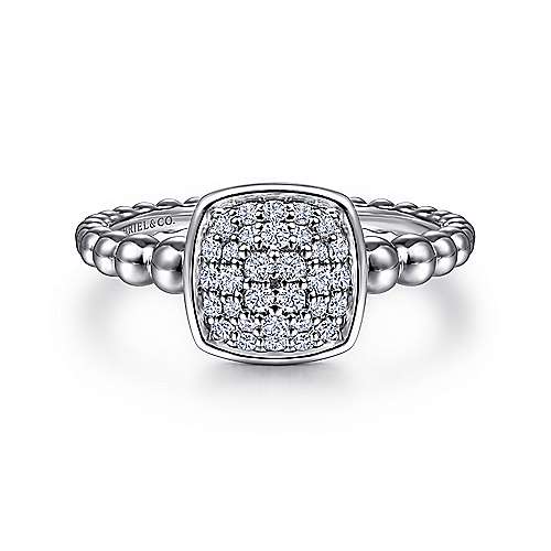 Gabriel & Co Sterling Silver White Sapphire Pavé Bujukan Ring