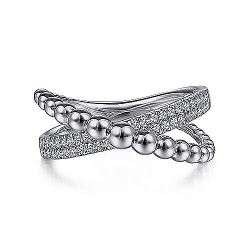 Gabriel & Co Sterling Silver White Sapphire Bujukan Criss Cross Ring