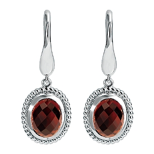 Gabriel & Co Sterling Silver Beaded Oval Garnet Earrings