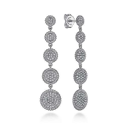 Gabriel & Co Sterling Silver White Sapphire Long Drop Stud Earrings