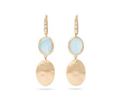 Marco Bicego 18 Karat Yellow Gold Siviglia Aqua And 0.05 Ct Diamond Drop Earrings