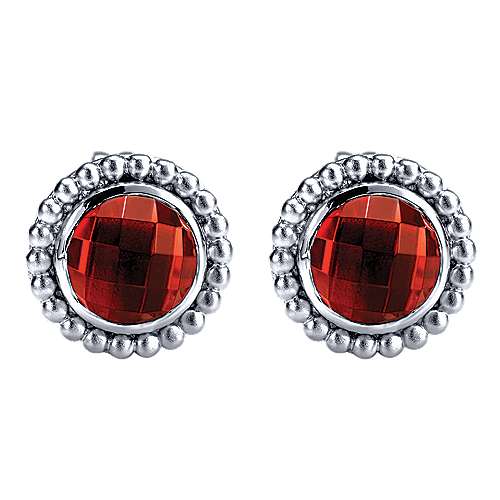 Gabriel & Co Sterling Silver Round Garnet Stud Earrings