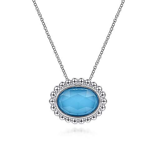 Gabriel & Co Sterling Silver Rock Crystal and Turquoise Pendant Necklace