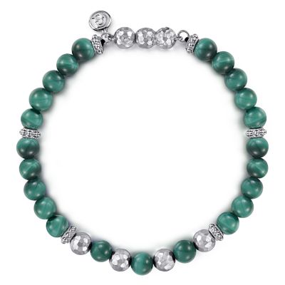 Gabriel & Co Sterling Silver 6.0 Mm Malachite Bracelet 8 Inch