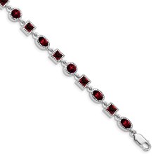 Sterling Silver Multi Shape Garnet Bracleet 7.5 Inch