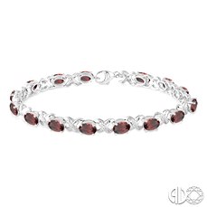 Sterling Silver Oval Shape Gemstone & Diamond Bracelet
7x5 MM Oval Cut Garnet and 1/20 Ctw Round Cut Diamond Fashion Bracelet