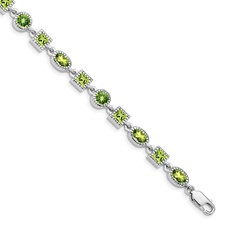 Sterling Silver Multi Shape Peridot Bracelet 7.5 Inch