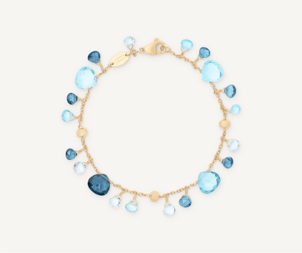 Marco Bicego 18 Karat Yellow Gold Mixed Blue Topaz Paradise Single Bracelet 7.25 Inch