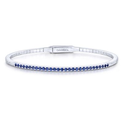 Gabriel & Co:14 Karat White Gold Bangle Bracelet With 29 Round Sapphires At 0.70 Total Sapphire Weight
Length: 6.5