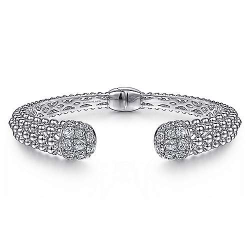 Gabriel & Co Sterling Silver White Sapphire Bujukan Bangle