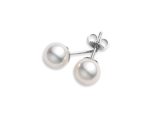 Mikimoto 18 Karat White Gold Stud Earrings With 2=7.00-7.50mm AAA Quality Akoya Pearls