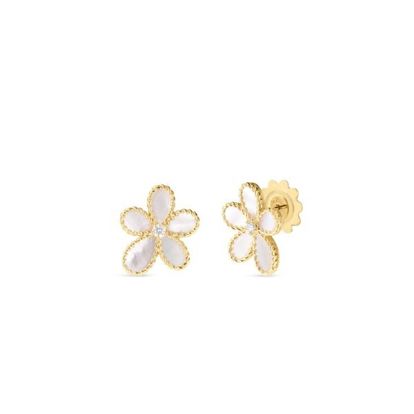 Roberto Coin 18K Yellow Gold Jasmine Diamond & Mother Of Pearl Flower Stud Earrings
MOP 1.90ct / Diamond 0.07ct