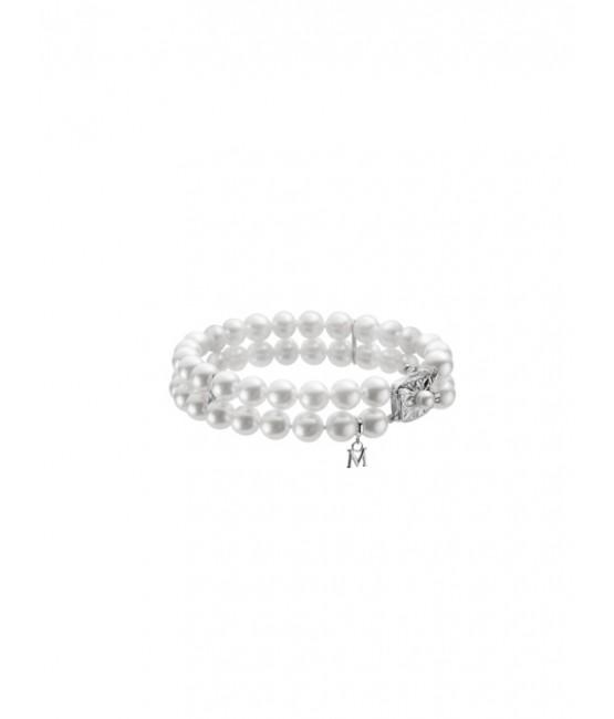 Mikimoto 18 Karat White Gold Double Strand Bracelet With 46= 6.50X7.00mm A Quality Akoya Pearls 7 Inch Length