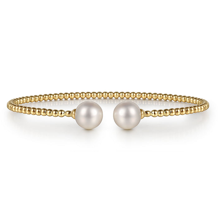 Gabriel & Co14K Yellow Gold Bujukan Pearls Split Bangle
Size 6.25