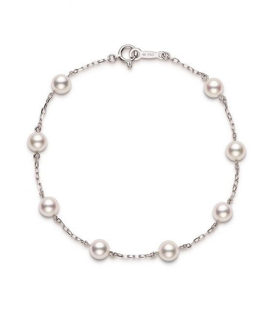 Mikimoto 18 Karat White Gold 6.0 Mm X 6.5 Mm Akoya Pearl Bracelet 7 Inch