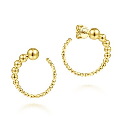 Gabriel & Co:14 Karat Yellow Gold 20mm Graduating Ball Post Hoop Earring