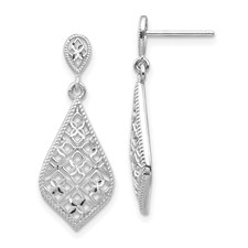 14 Karat White Gold Filigree Dangle Earrings