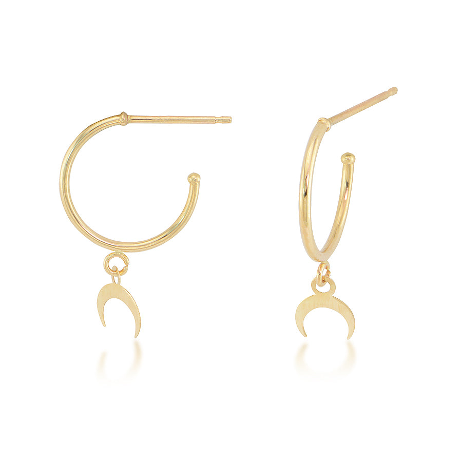 14 Karat Yellow Gold Moon Hoop Dangle Earring
Hoop1X12MM/Charm 5.5MM