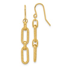 14 Karat Yellow Gold Textured Paperclip Dangles