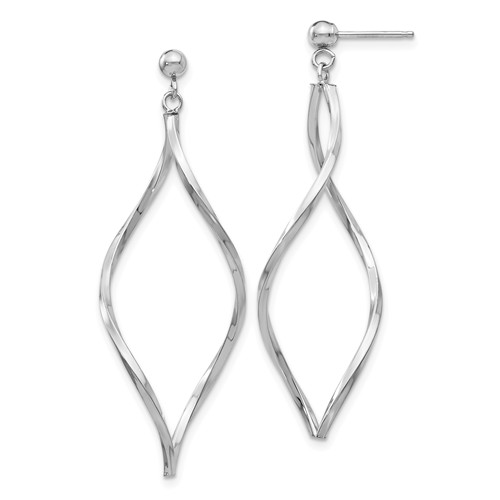 14 Karat White Gold Twisted Dangle Earring