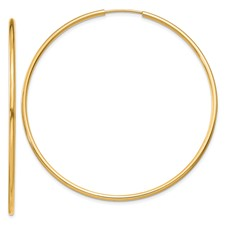 14 Karat Yellow Gold 1.5 MM Large Endless Hoop   51 MM