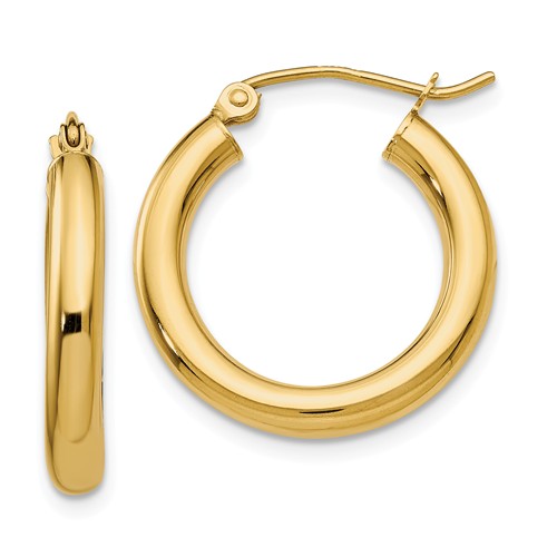 14 Karat Yellwo Gold 3mm Polished Hoops