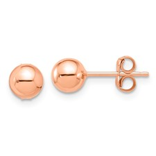 14 Karat Rose Gold 6.0 MM Polished Ball Stud Earrings