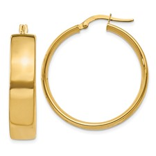 14 Karat Yellow 6.75mm Wide Gold Hoops