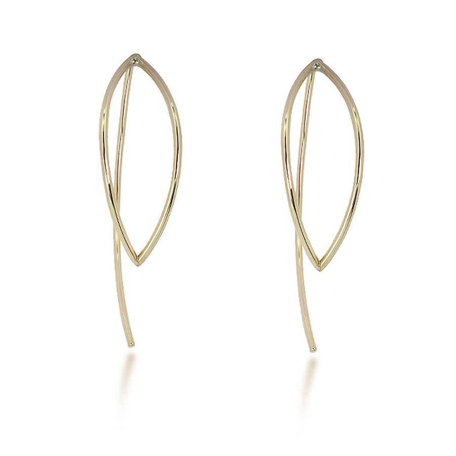 14K Yellow Gold Marquise Dangle Earrings