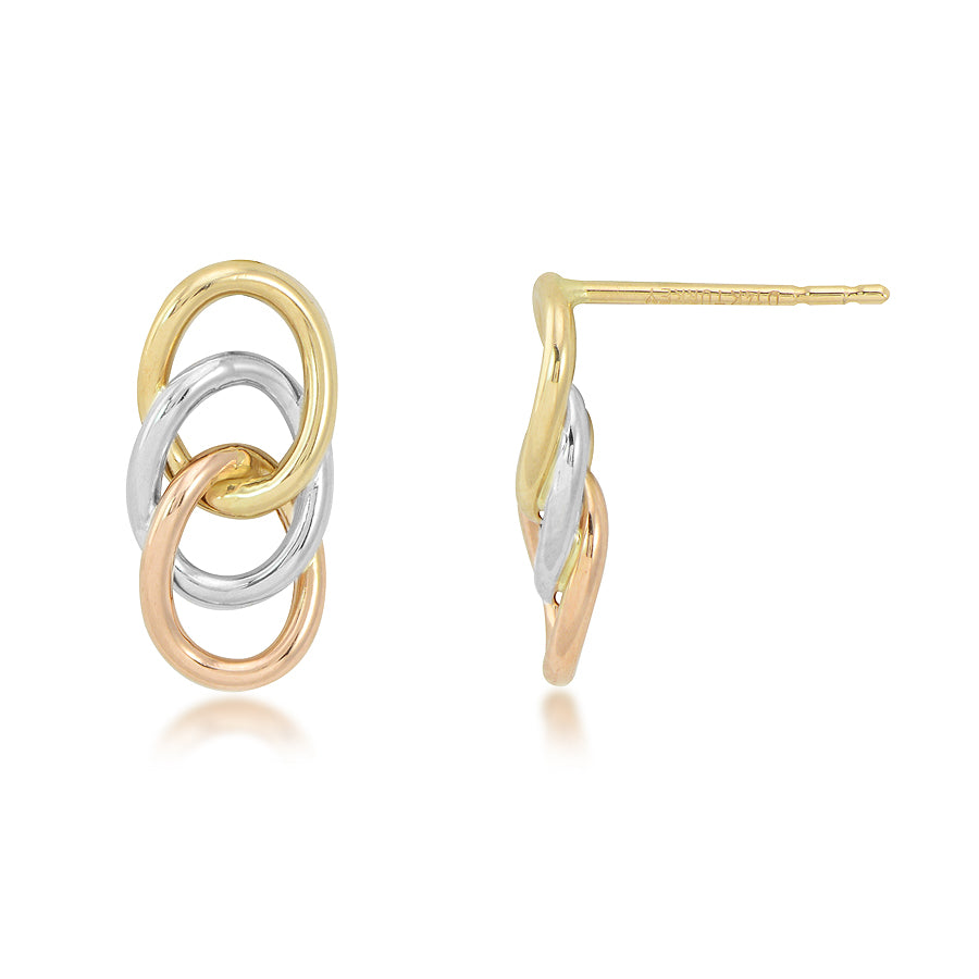 14K Tri-color Gold Earrings