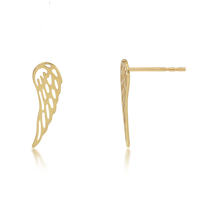 14K Yellow Gold Angel Wing Stud Earrings