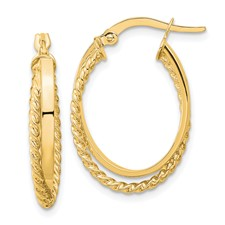 14 Karat Yellow Gold  Twist Hoop Earrings