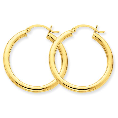 14 Karat Yellow Gold 3.0 MM Large  Earrings